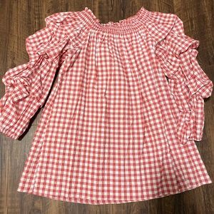 Max Studio Red and White Pattern Shirt